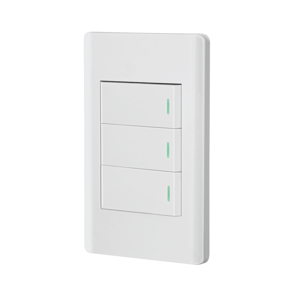 Placa armada blanca 2 interruptores 1 de 3 vías 1 mód, Lisbo PA-APTR-ELB