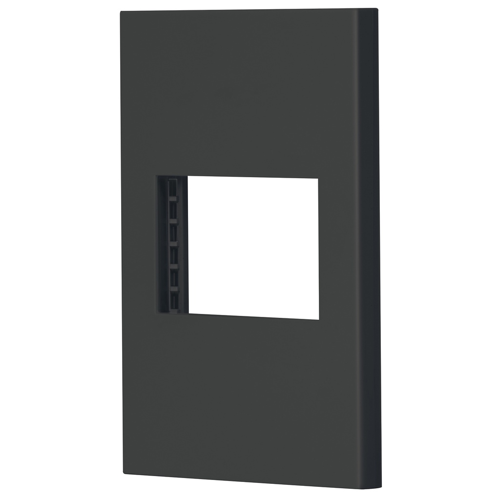 Placa 1 ventana, 1.5 módulos, línea Española, color negro PPSE15-EN