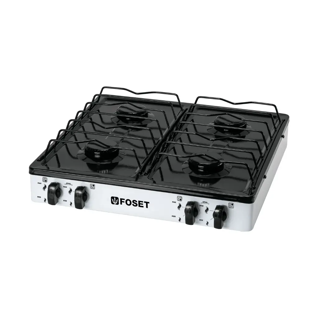 Parrilla de gas de sobreponer 4 quemadores, blanca, FOSET PAGA-4B