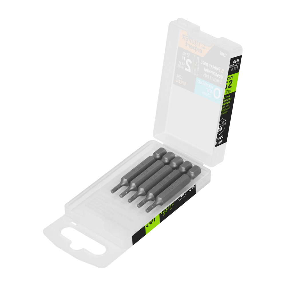 Estuche con 5 puntas hexagonales de 3/32mm largo 2', Expert PUDE-7209