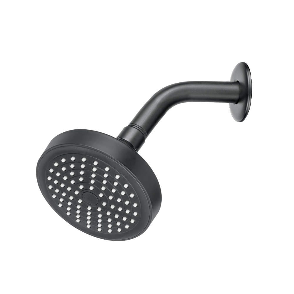 Regadera redonda 4-1/4' brazo y chapetón, negro, BASIC R-402M