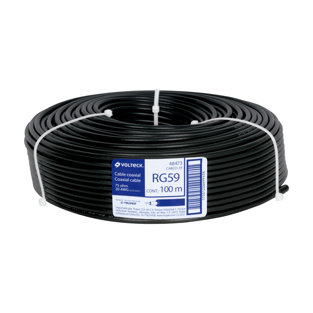 Metro de cable coaxial RG59 en rollo de 100 m, VOLTECK CABCO-59
