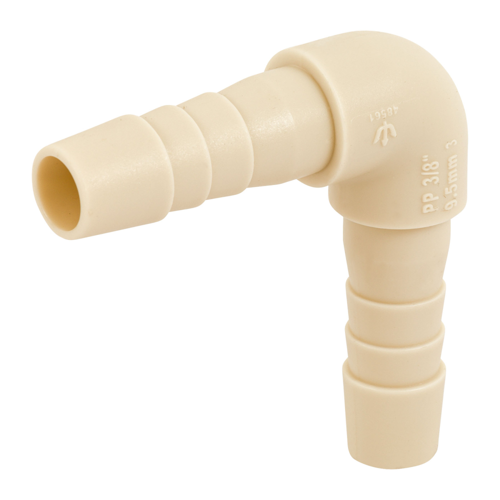 Codo 90° inserción de 3/8' de polipropileno, FOSET CM-561