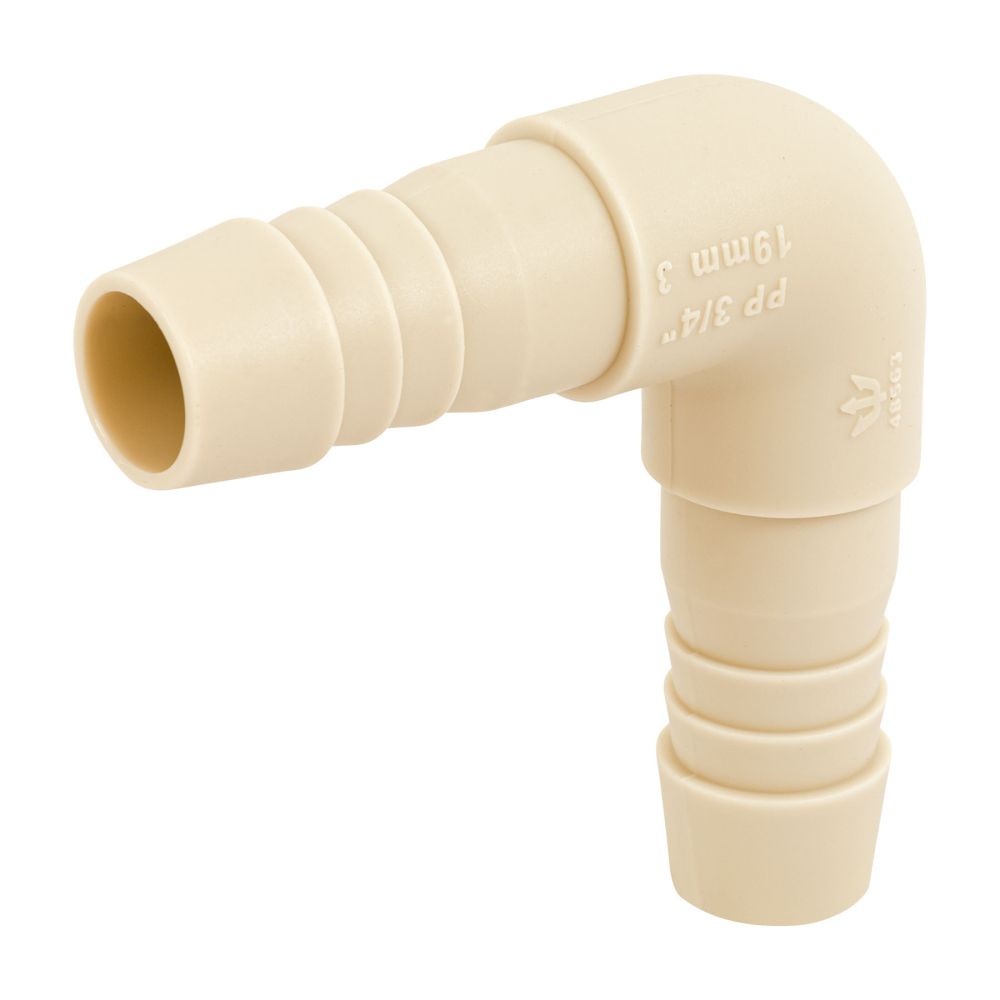 Codo 90° inserción de 3/4' de polipropileno, FOSET CM-563