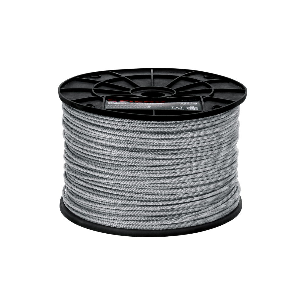 Metro de cable rígido 1/8' de acero 7x7 hilos, 300 m, FIERO CAB-1/8R3