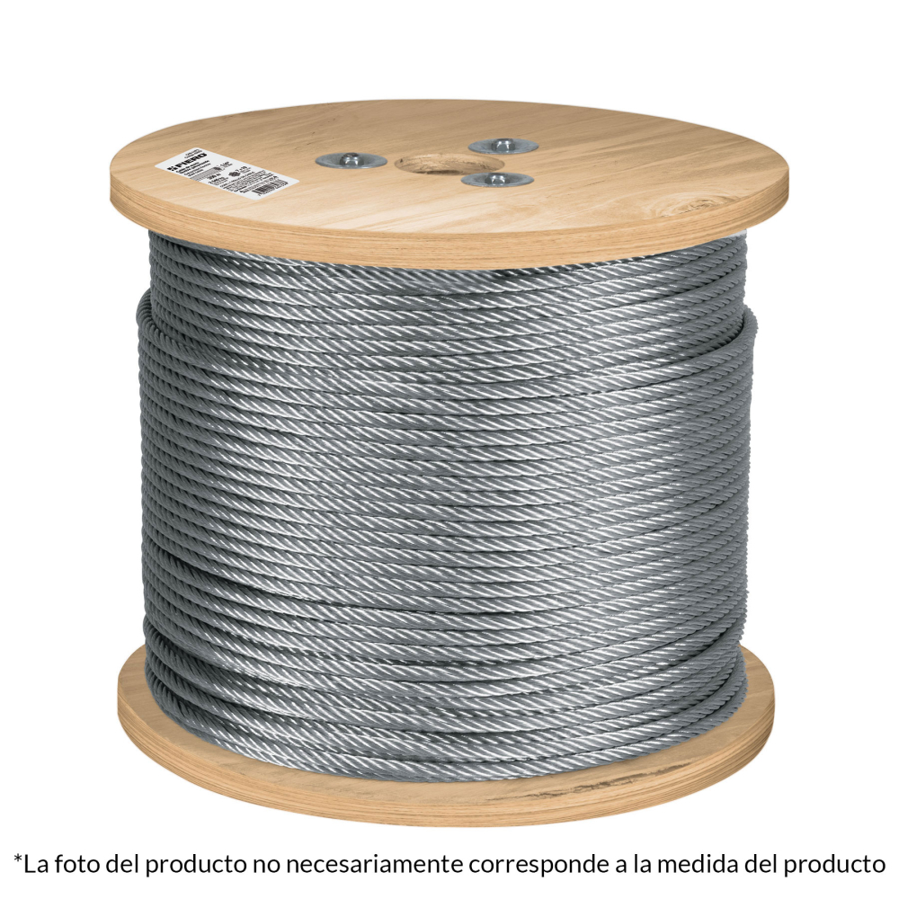 Metro de cable flexible 3/16' de acero 7x19 hilos, 300 m CAB-3/16F3