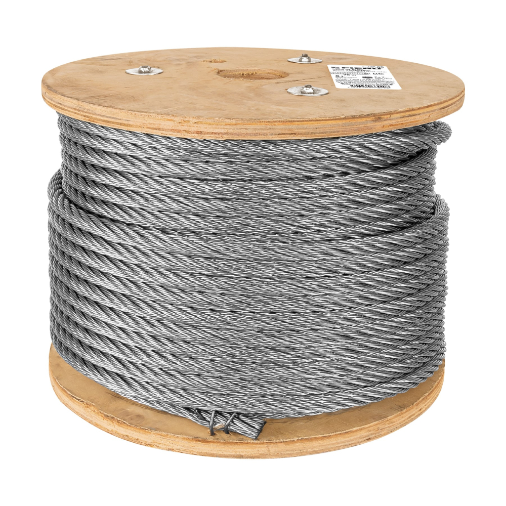 Metro de cable rígido 1/2' de acero 7x7 hilos, 75 m, FIERO CAB-1/2R