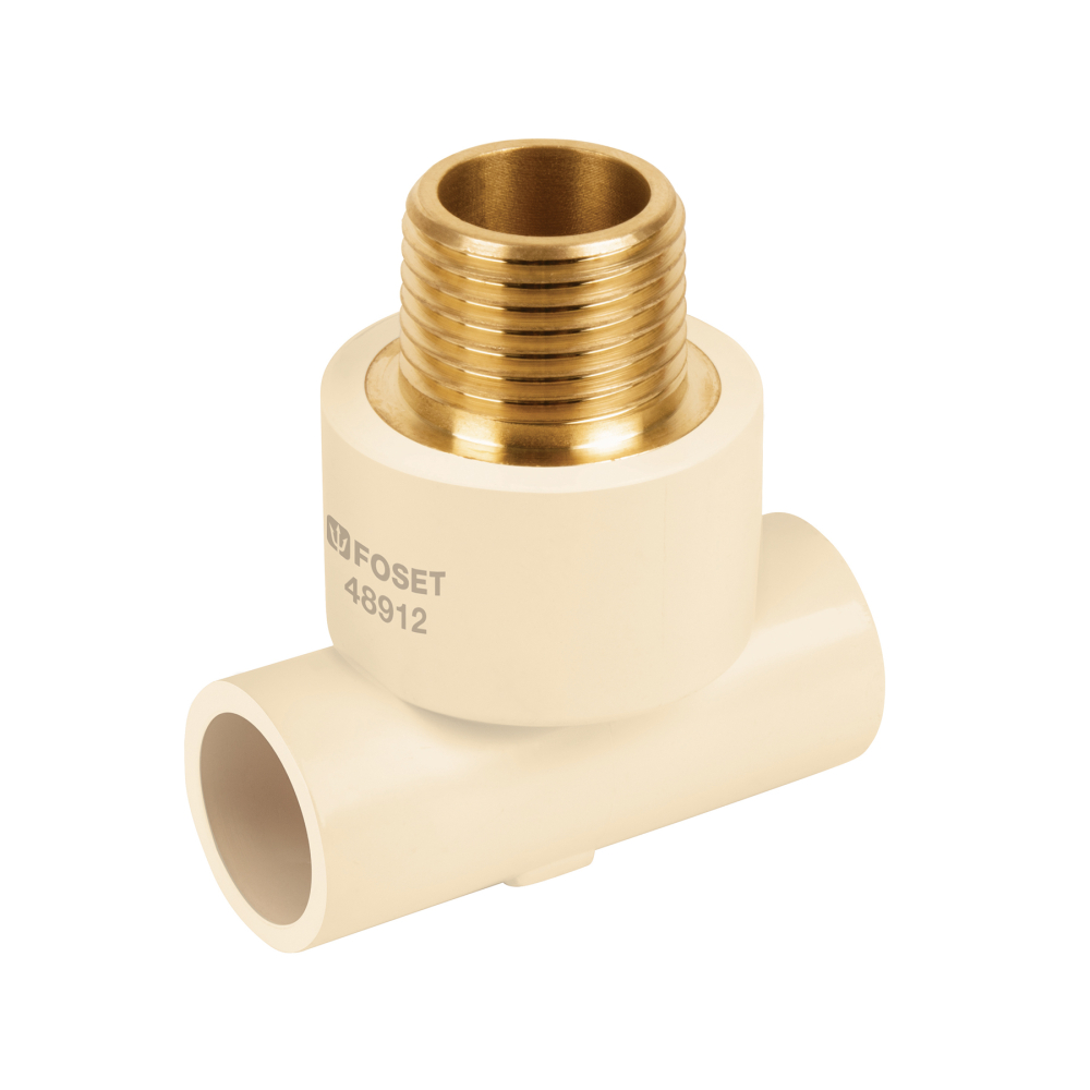 Tee reducida macho de CPVC 3/4' x 3/4' x 1/2' inserto latón CPVC-712