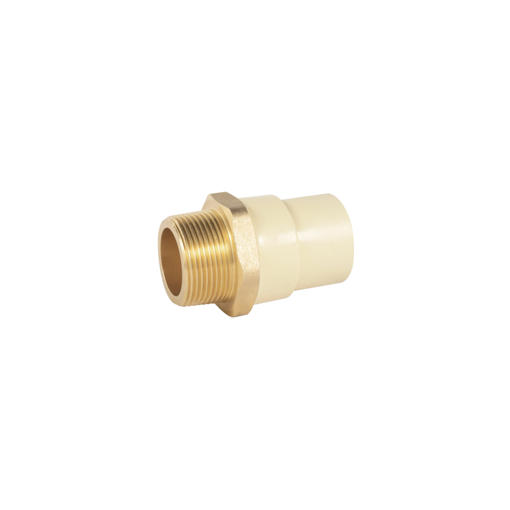 Adaptador macho de CPVC 1-1/4' con inserto de latón, FOSET CPVC-654