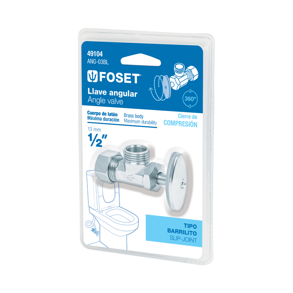Llave angular  1/2', multivuelta, barrilito, blíster, FOSET ANG-03BL