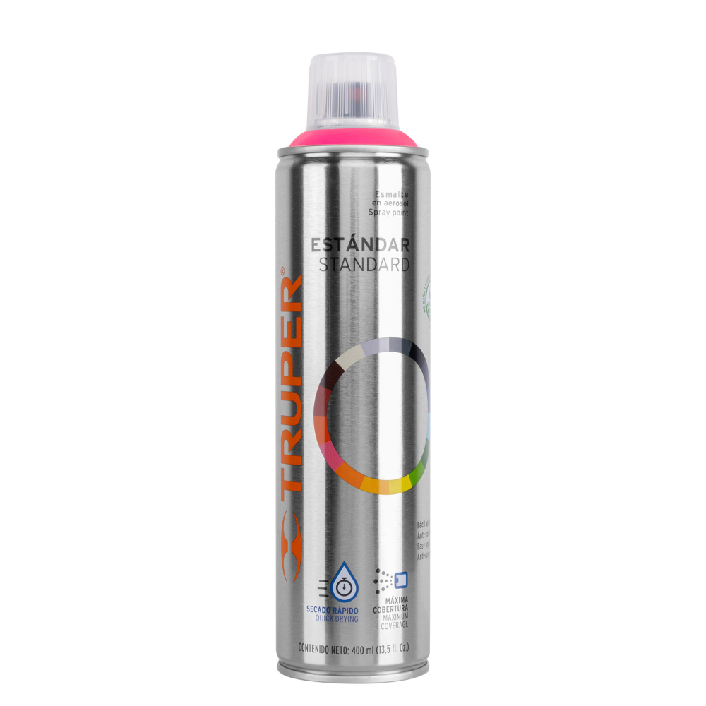Pintura aerosol rosa mexicano, bote esbelto 400 ml, TRUPER PA-RM