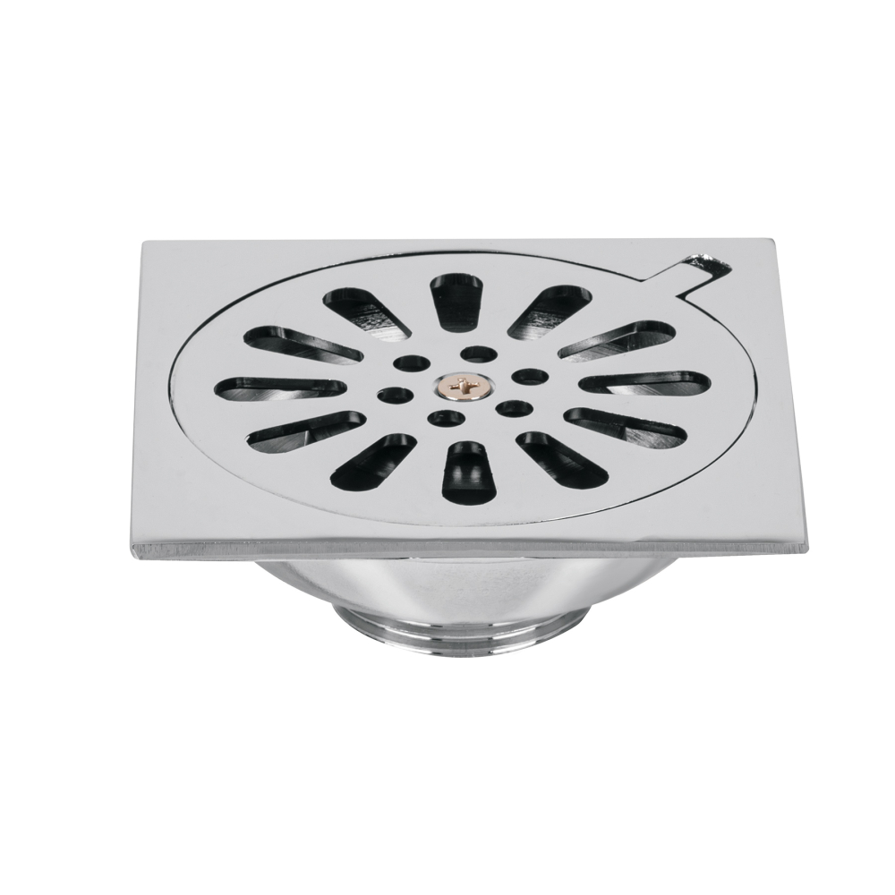 Resumidero cuadrado 4 x 4', latón, cromo, FOSET AQUA RS-604