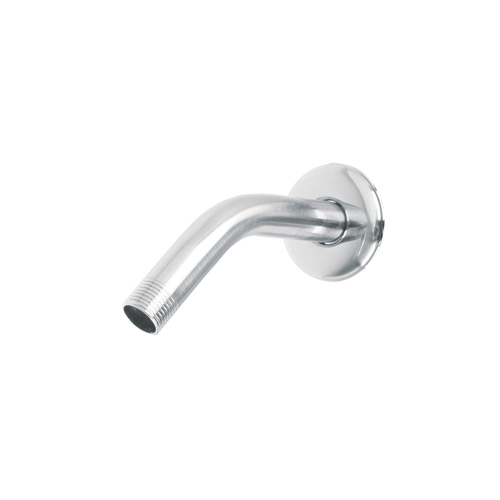 Brazo de acero cromado y chapetón de acero inox p/regadera BCH-500