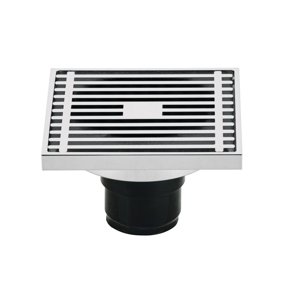 Resumidero cuadrado 4 x 4', latón, cromo, FOSET RIVIERA RS-801