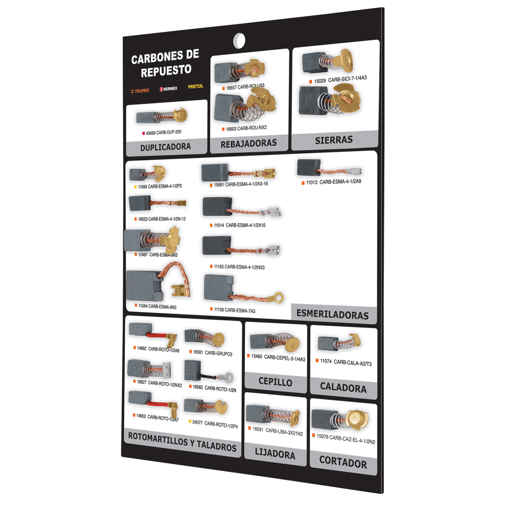 Exhibidor TRUPER de carbones de repuesto EXT-CARB