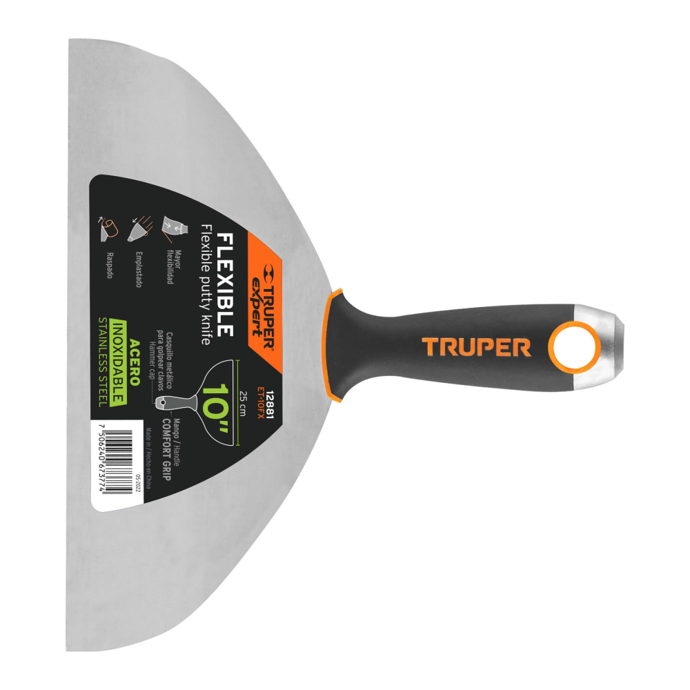 Espátula flexible 10' acero inoxidable, Comfort Grip, EXPERT ET-10FX