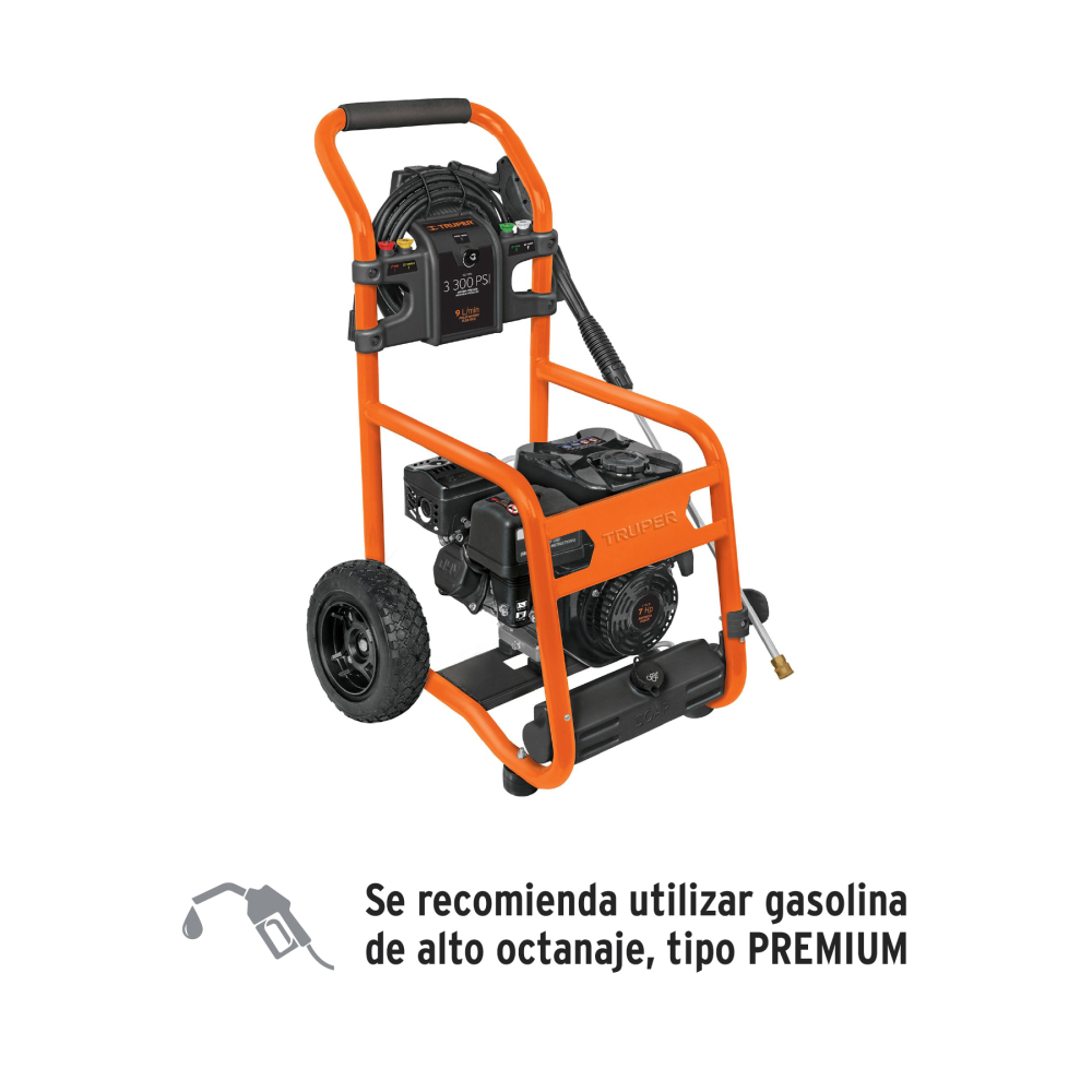 Hidrolavadora con motor a gasolina, 3,300 PSI, Truper LAGAS-3300