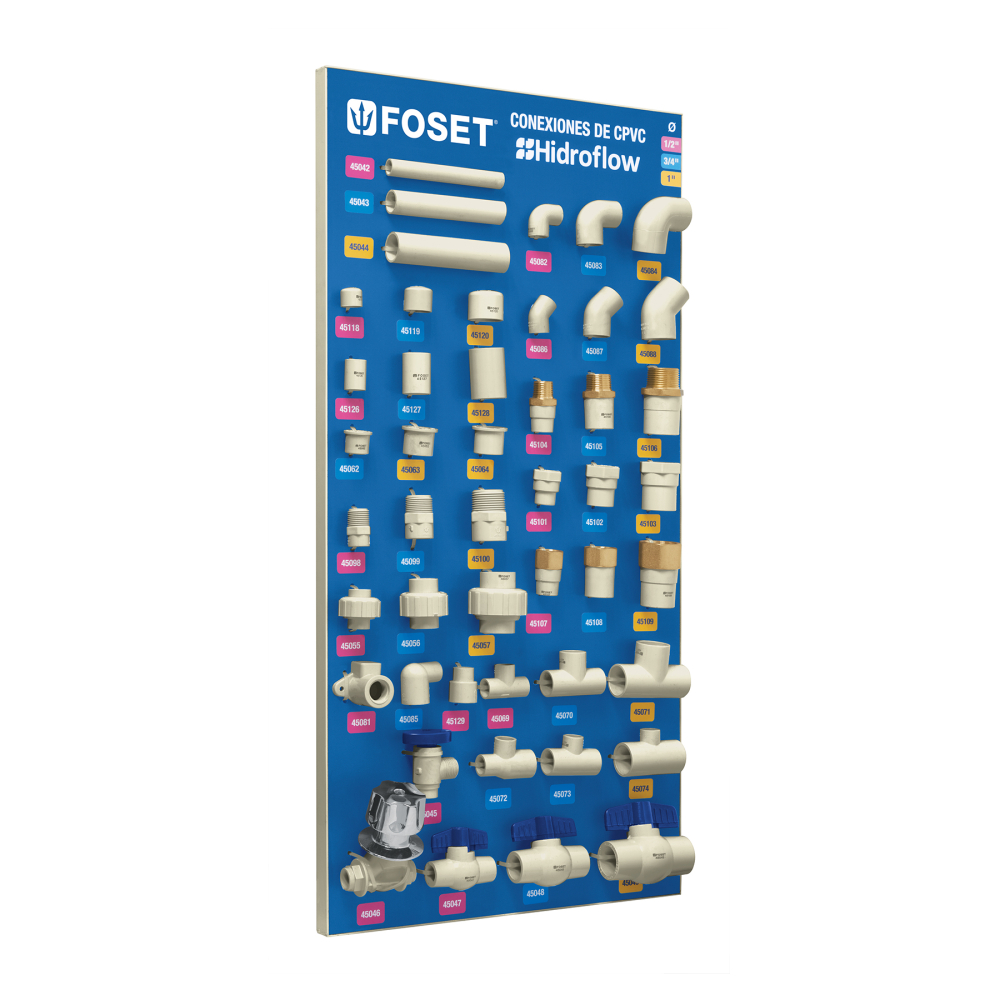 Exhibidor con conexiones de CPVC, FOSET EX-CPVC-FOS