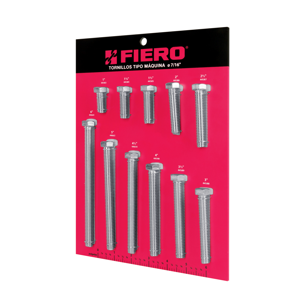 Exhibidor FIERO con tornillos tipo máquina, 7/16' EXF-TORM-7/16