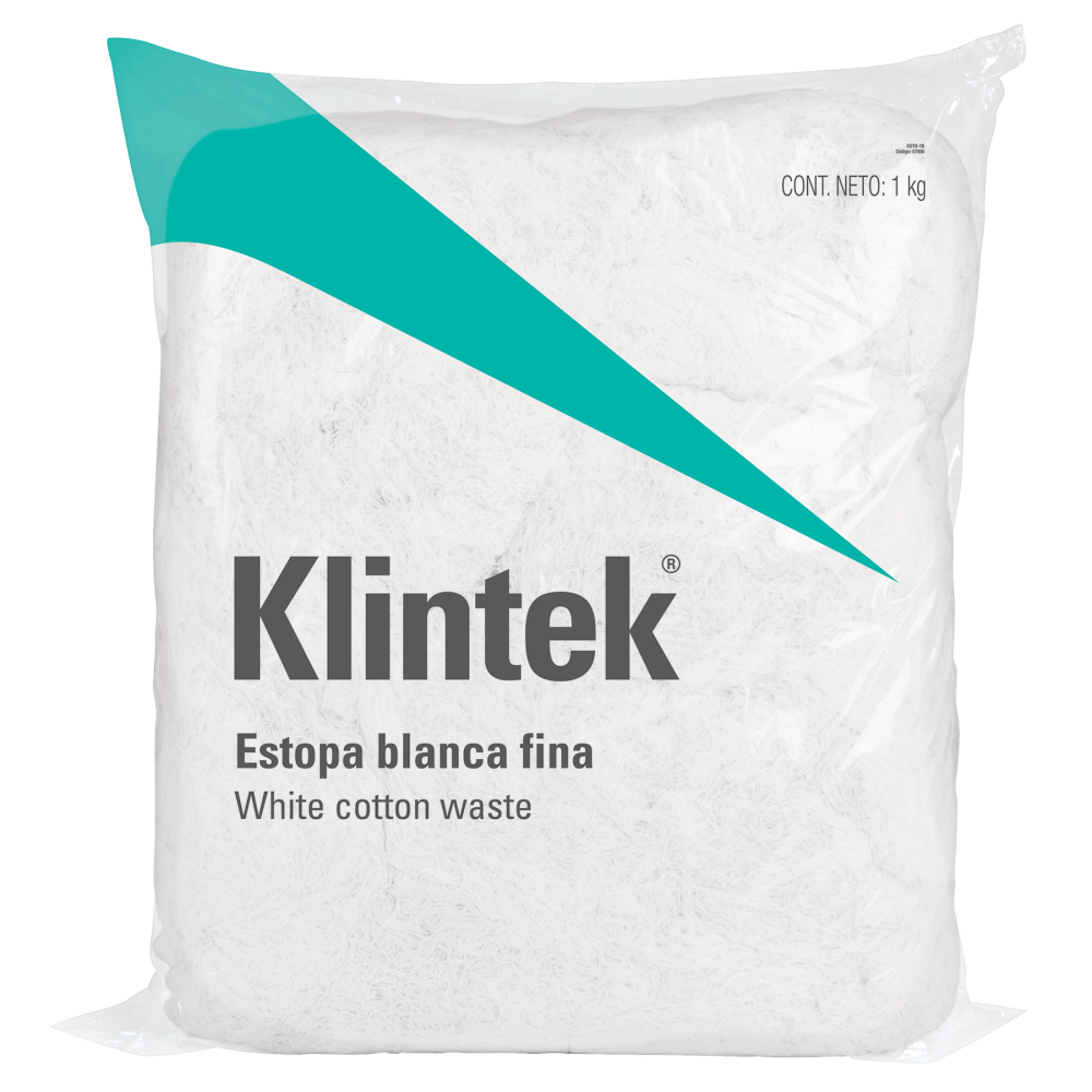 Bolsa de 1 kg de estopa extra fina, color blanco, KLINTEK ESTO-1B
