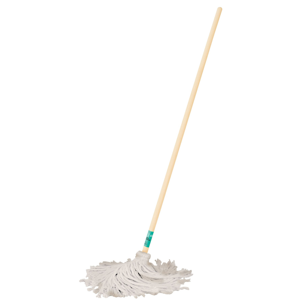 Trapeador tipo mechudo, 350 g con bastón de 120 cm, KLINTEK MECH-350