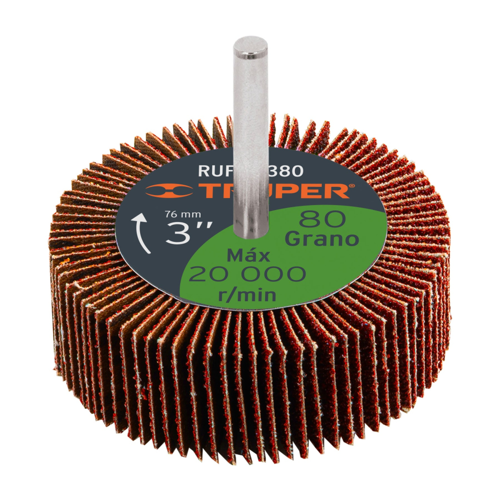 Rueda flap de 3', grano 80, TRUPER RUFLA-380