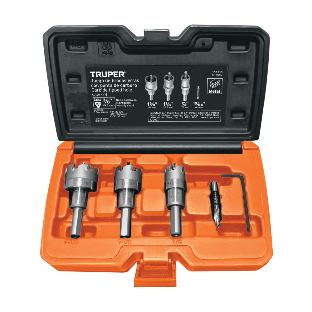 Juego de 3 brocasierras de carburo de tungsteno, TRUPER KIT-BSC-3