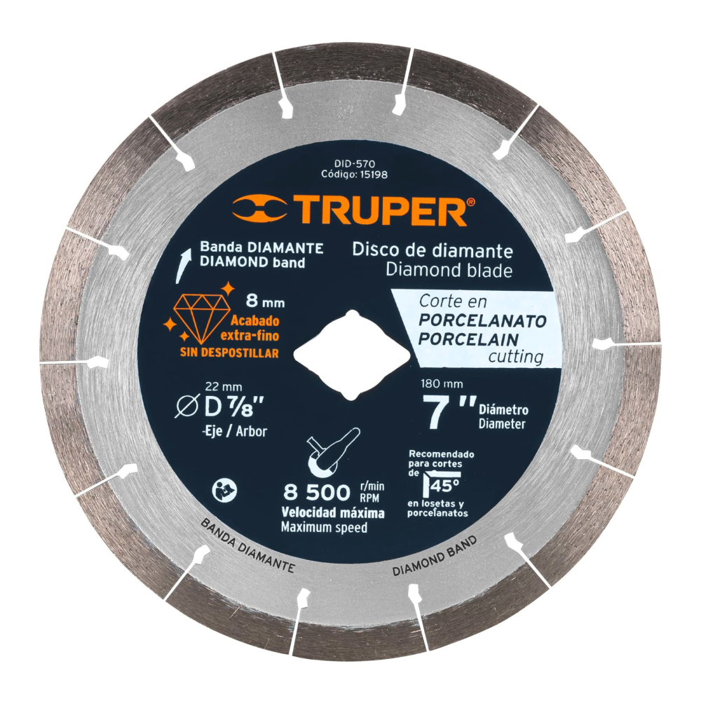Disco de diamante de 7' x 1.6 mm, corte de porcelanato DID-570