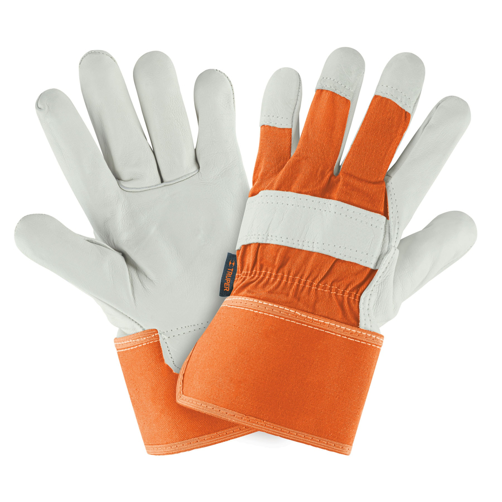 Guantes de piel de res y dorso de loneta, TRUPER GU-255