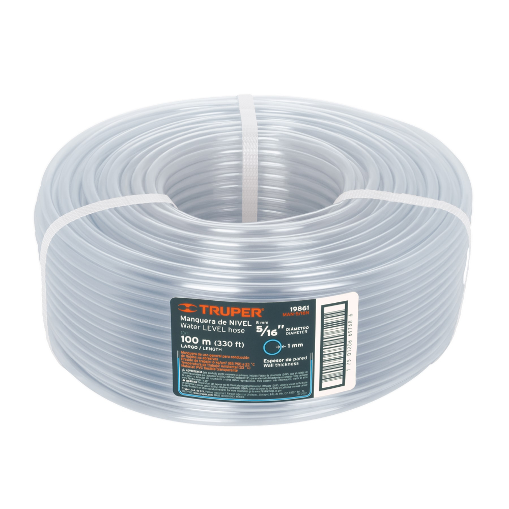 Metro de manguera 5/16' de nivel en rollo de 100 m, TRUPER MAN-5/16N