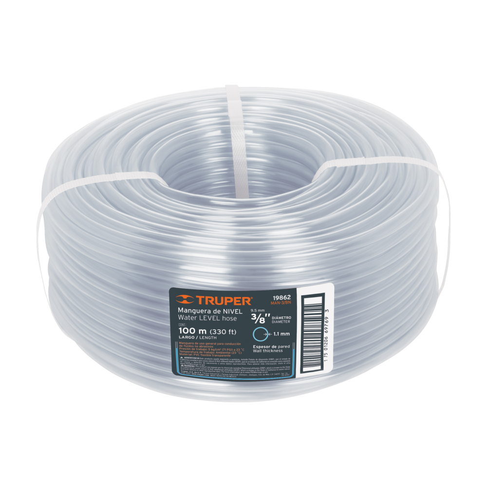 Metro de manguera 3/8' de nivel en rollo de 100 m, TRUPER MAN-3/8N