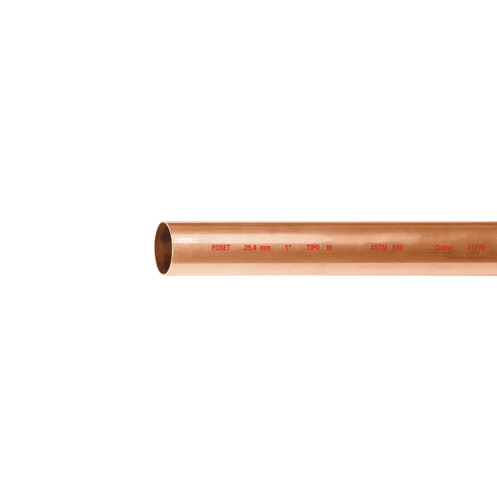 Tubo rígido de cobre 1' tipo 'M', 3m, 2.0kg, FOSET CC-003M