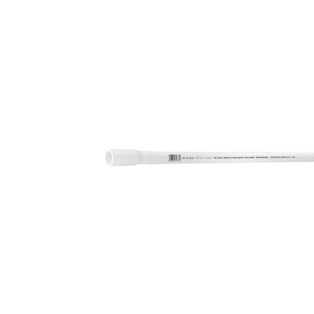 Tubo de 1/2' PVC hidráulico cédula 40, 3m, 0.7kg, FOSET PVC-001