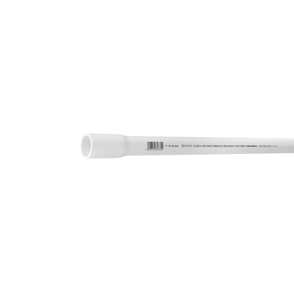 Tubo de 1' PVC hidráulico cédula 40, 3m, 1.4kg, FOSET PVC-003