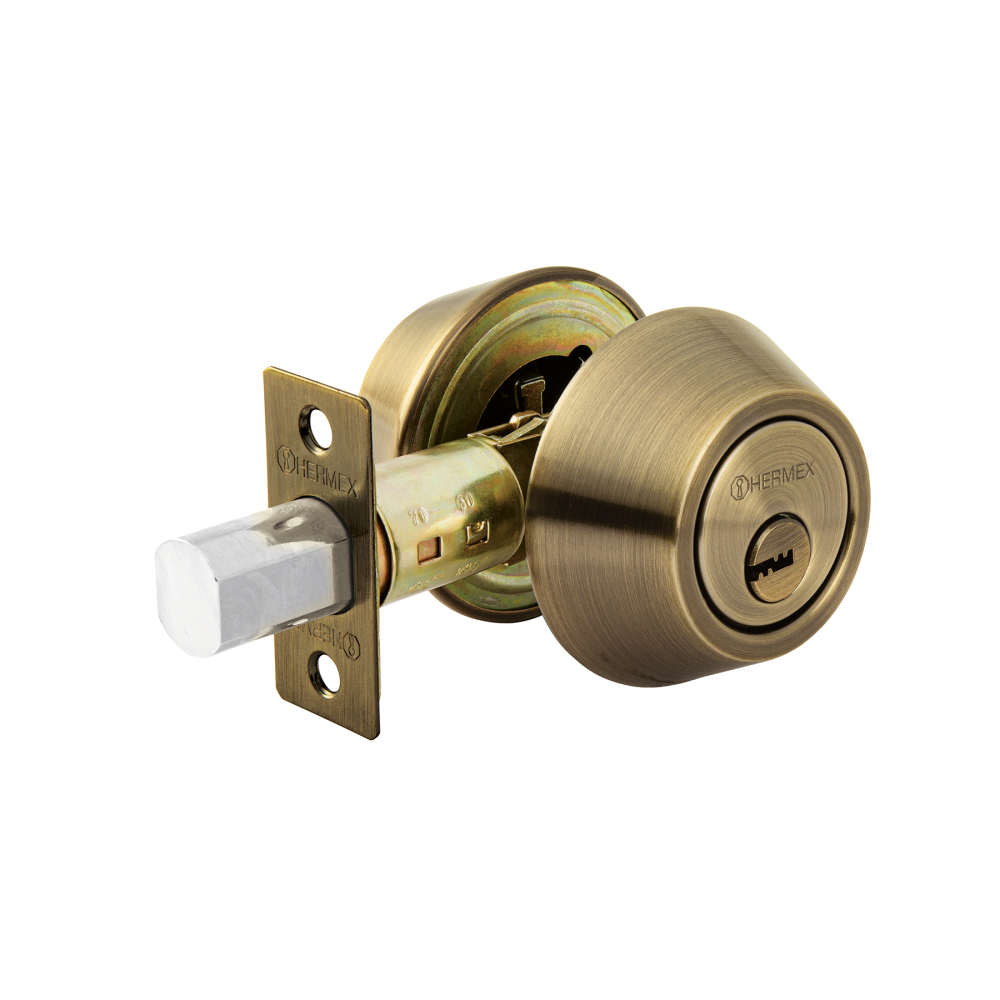 Cerrojo llave-llave latón antiguo, llave puntos, HERMEX CERO-22