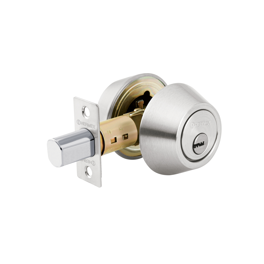 Cerrojo llave-llave cromo mate, llave puntos, HERMEX CERO-32