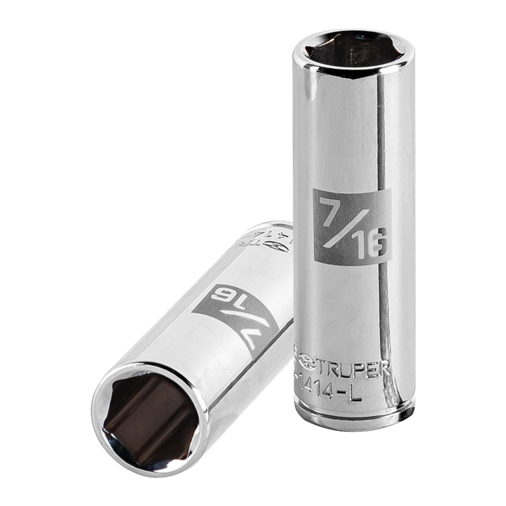 Dado largo de 7/16', 6 puntas, cuadro 1/4', Truper D-1414-L