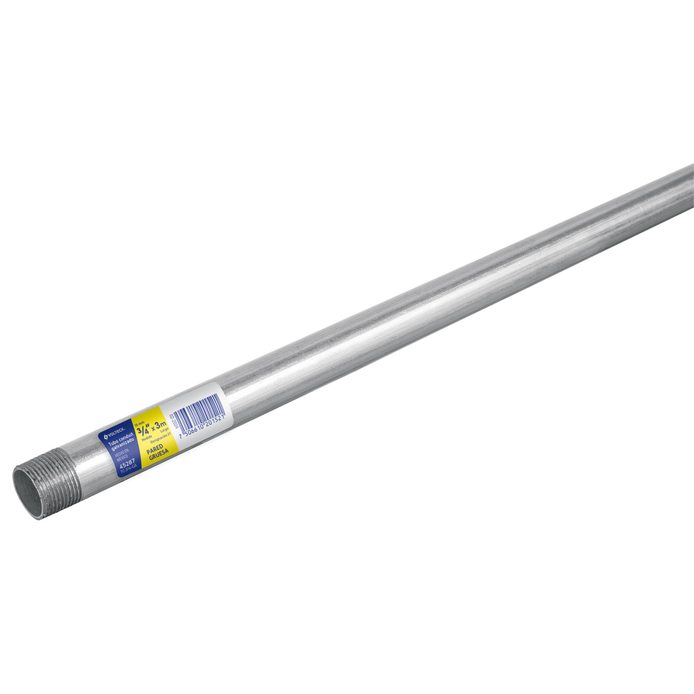 Tubo Conduit 3/4' pared gruesa (1.6 mm), et. amarilla, 3 m TC-3/4-GA