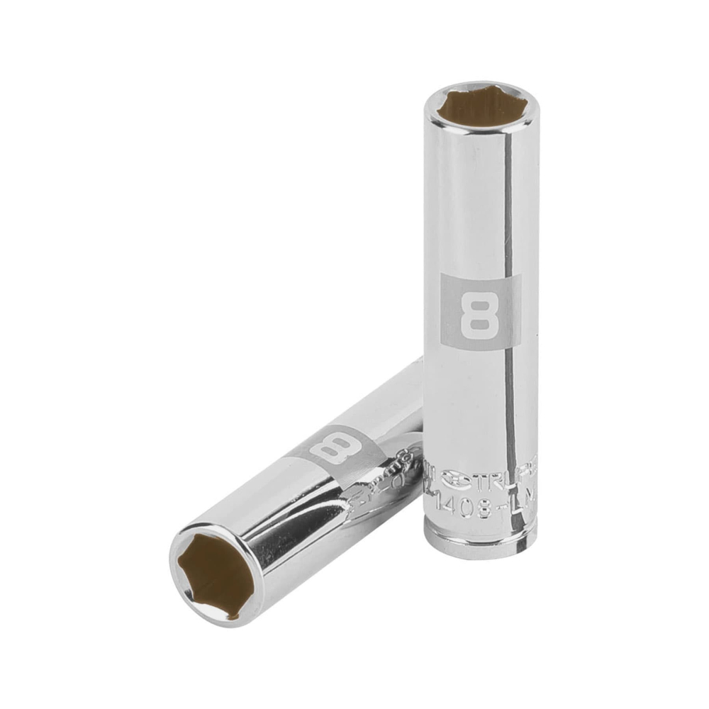 Dado largo de 8 mm, 6 puntas, cuadro 1/4', Truper D-1408-LM