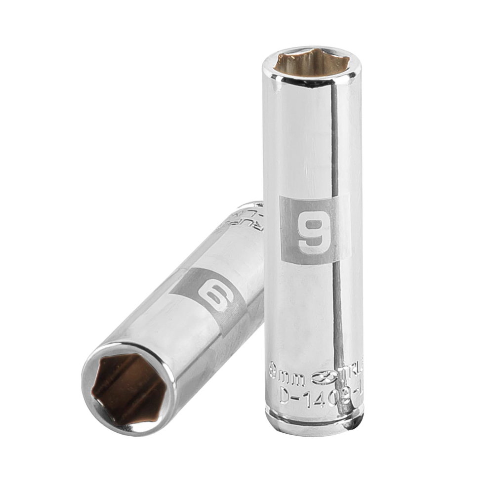 Dado largo de 9 mm, 6 puntas, cuadro 1/4', TRUPER D-1409-LM