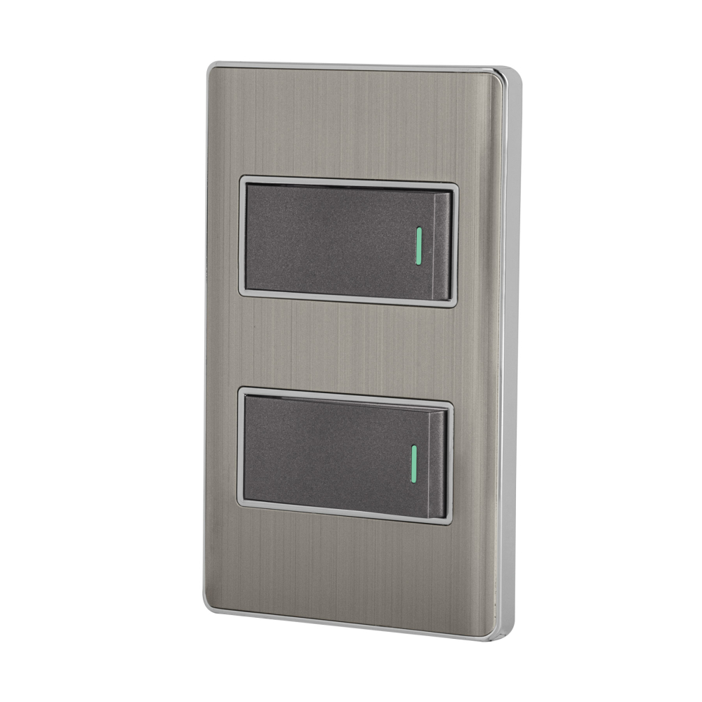 Placa armada acero 1 interruptor y 1 de 3 vías 1 mód, Lisboa PA-APDO1-ELA