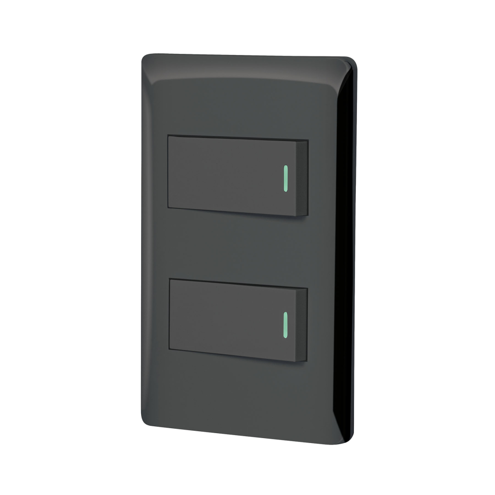 Placa armada negra 1 interruptor y 1 de 3 vías 1 mód, Lisboa PA-APDO1-ELN