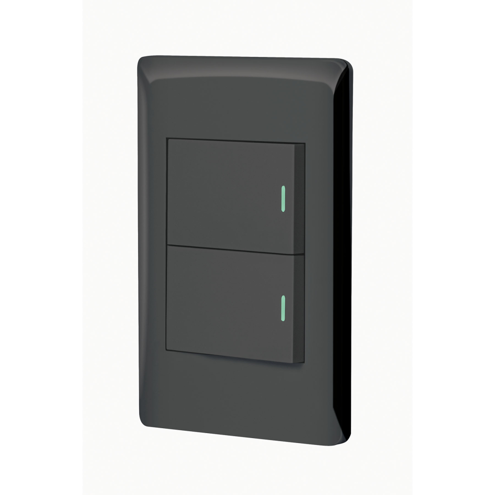 Placa armada negra 1 interruptor y 1 de 3vías 1.5mód,Lisboa PA-APDO15-ELN