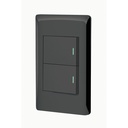 Placa armada negra 1 interruptor y 1 de 3vías 1.5mód,Lisboa PA-APDO15-ELN