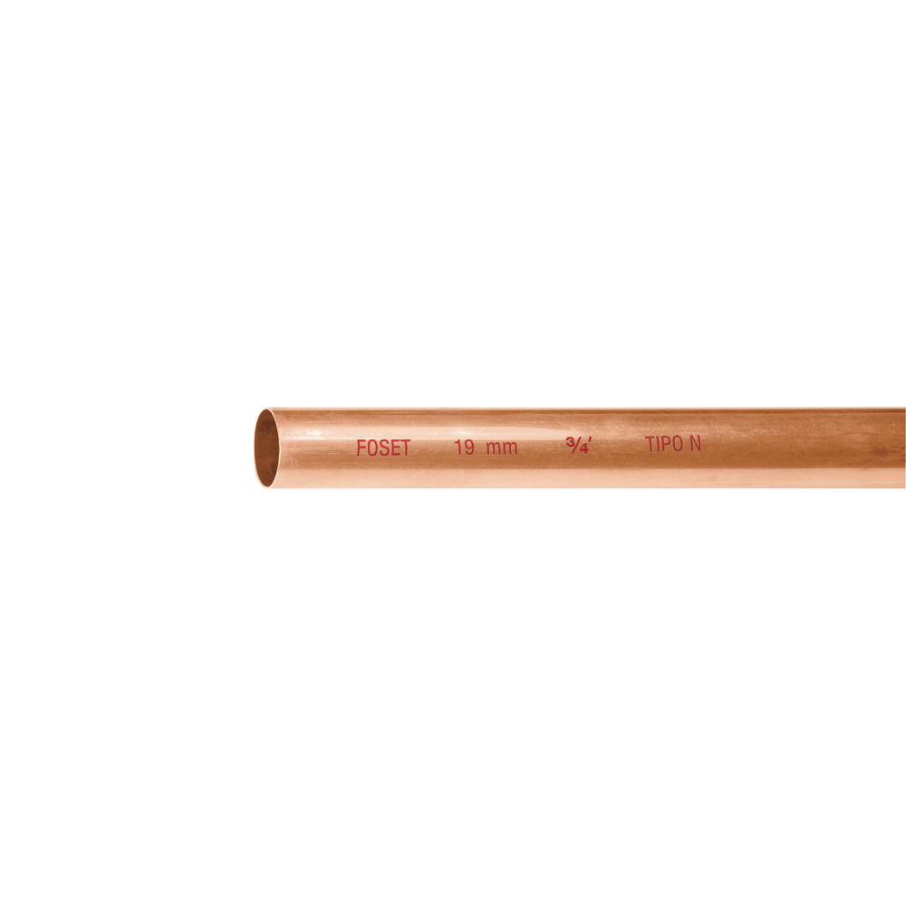 Tubo rígido de cobre 3/4' tipo 'N', 3m, 0.9kg, FOSET CC-002N