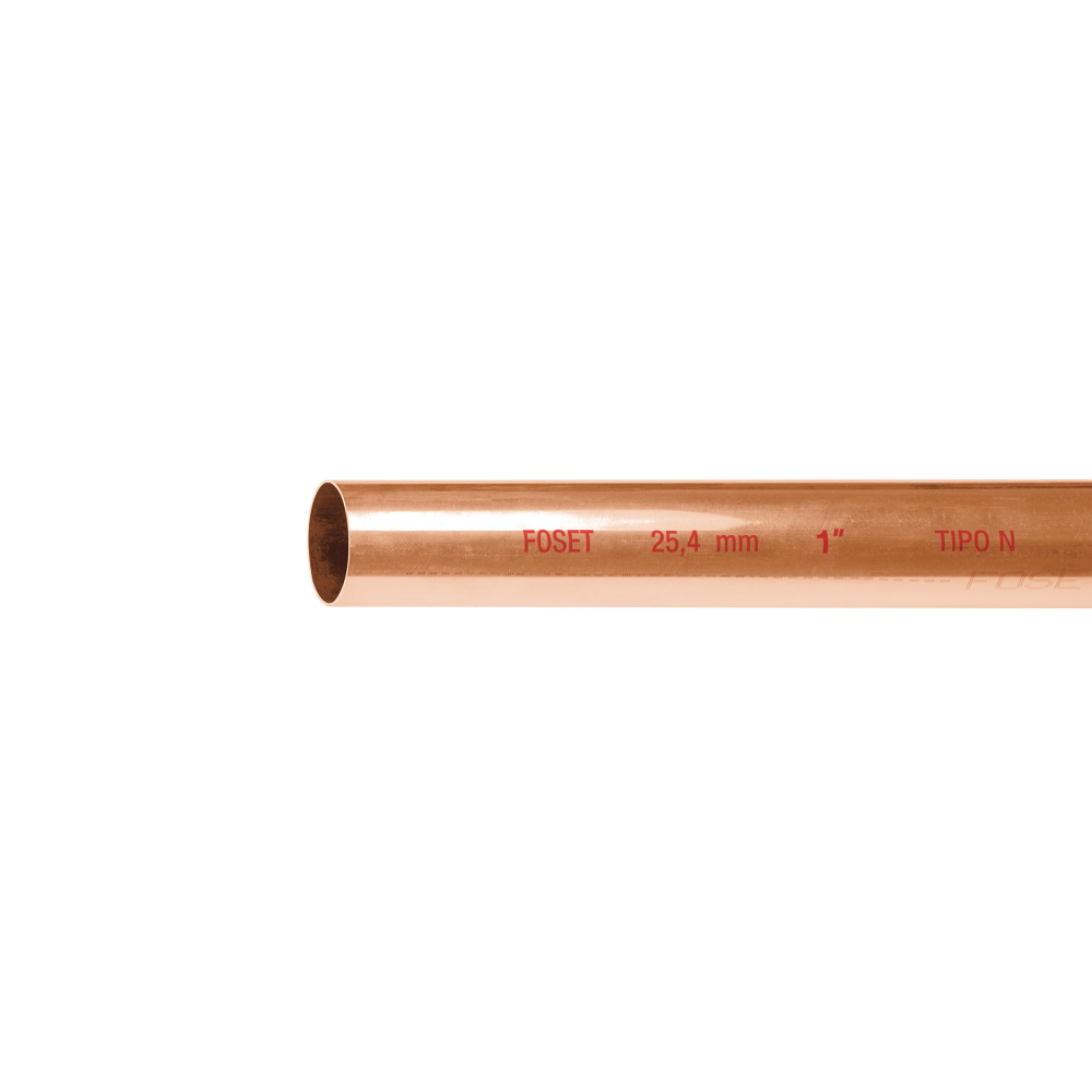 Tubo rígido de cobre 1' tipo 'N', 3m, 1.4kg, FOSET CC-003N