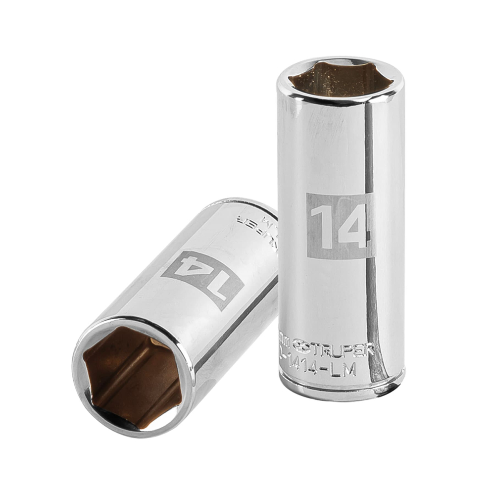 Dado largo de 14 mm, 6 puntas, cuadro 1/4', TRUPER D-1414-LM