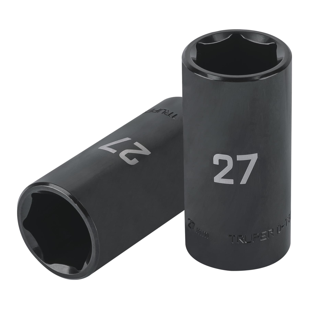 Dado largo impacto de 27 mm, 6 puntas, cuadro 1/2', TRUPER D-7327-ML