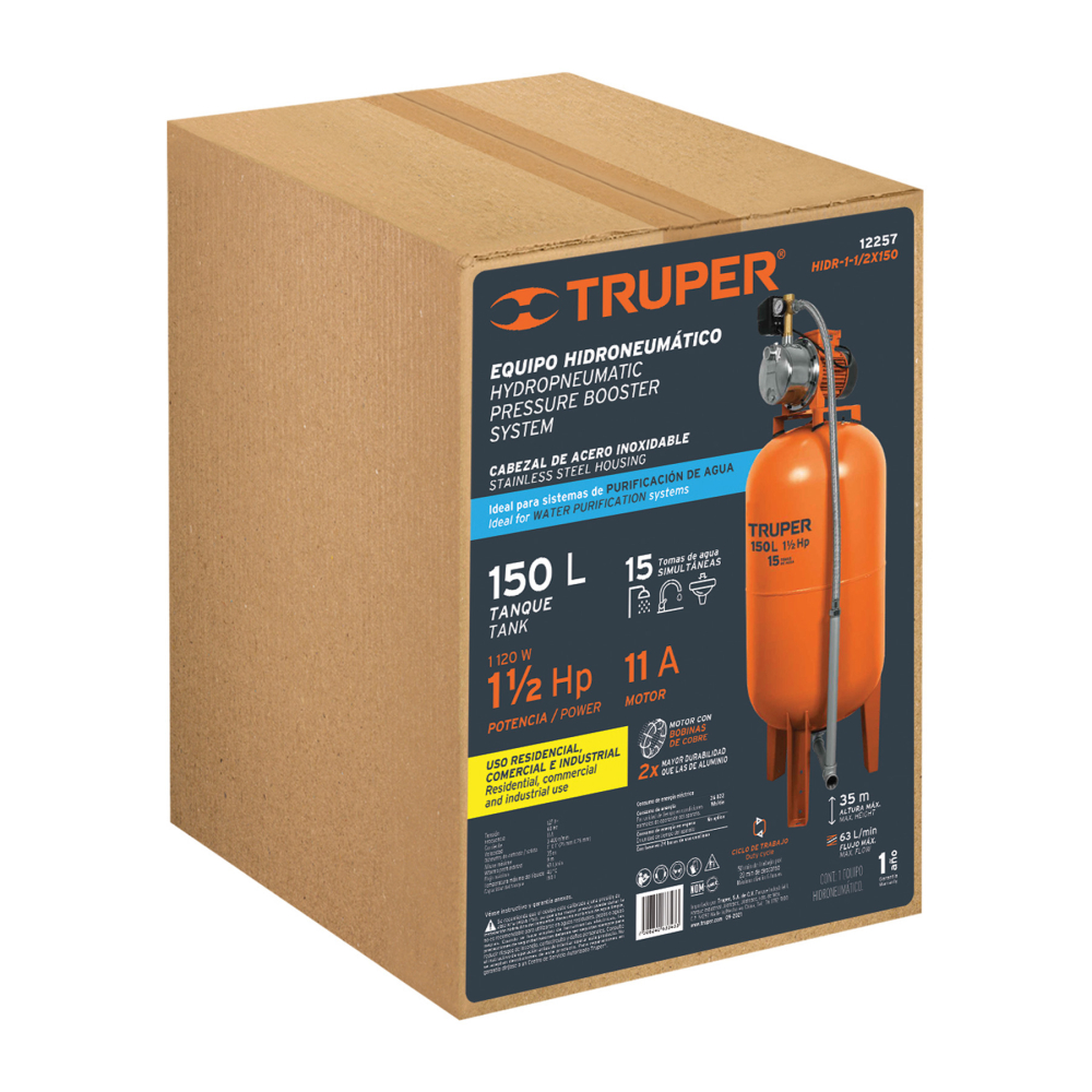 Caja de empaque de repuesto para HIDR-1-1/2X150, TRUPER CJ-HIDR-1-1/2X150