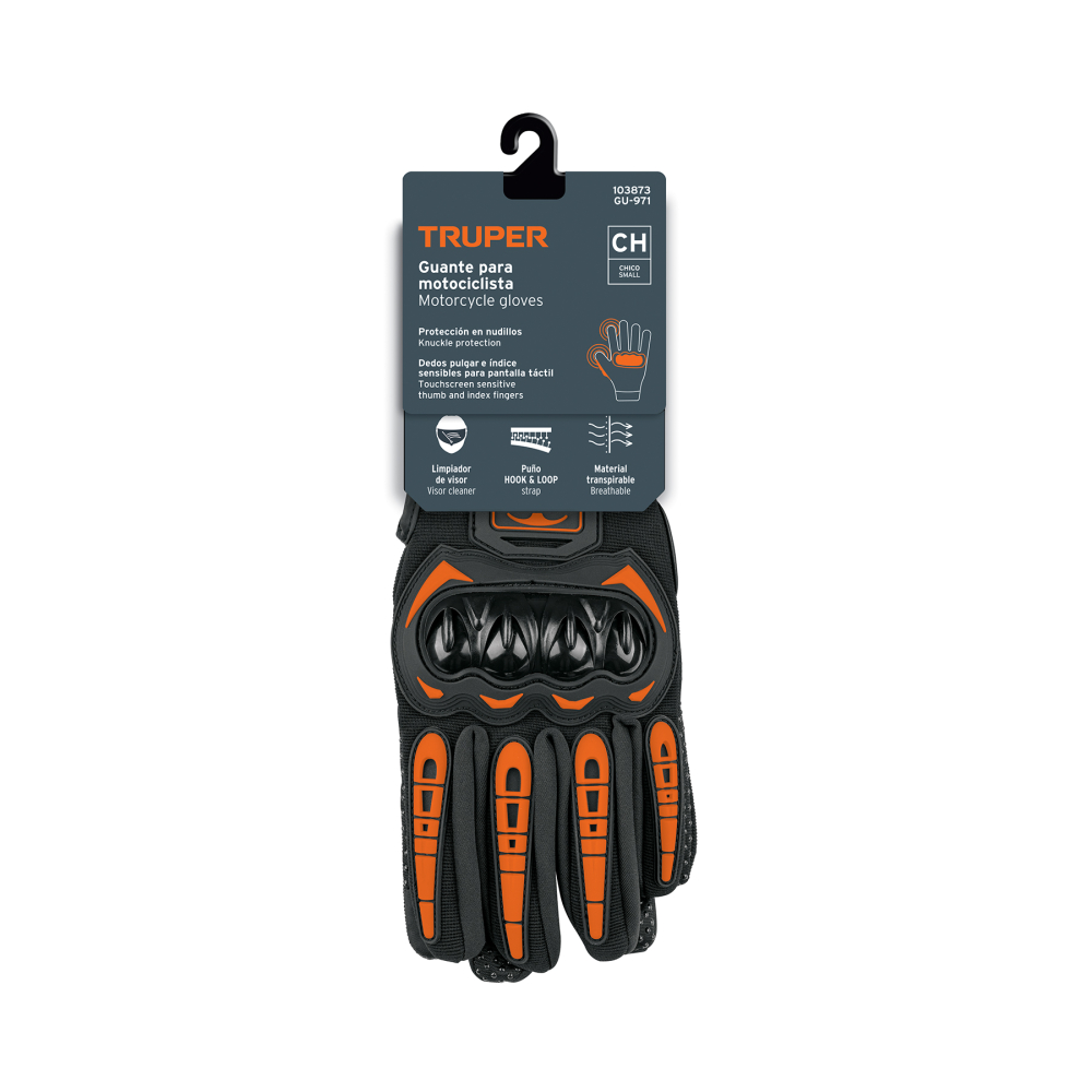 Guante con protección para motociclista, CH, TRUPER GU-971